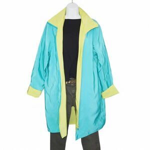 Mycra‎ Pac Now Reversible Full Zip Hidden Hood Rain Jacket Lime Blue Women's S/M